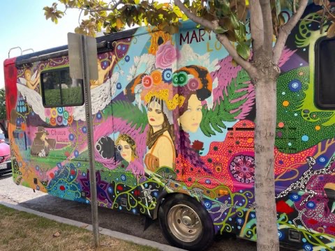 Pinkford RV side panel — Mary Pickford mural detail