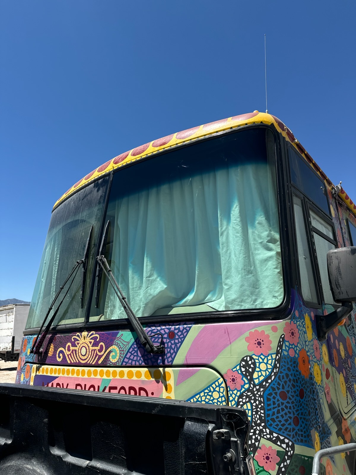 Pinkford RV front view with mosaic patterns