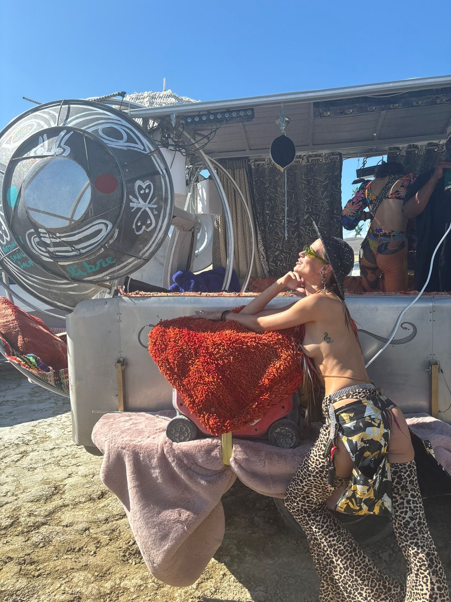 Snail Disconnect Salon art car — playa scene